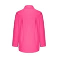 thumbnail image 6 of Wenyuyu Womens Button Down Tshirts Lightweight Solid Color Blouses Roll Long Sleeve V-Neck Tops Split Hem Shirts Hot Pink M, 6 of 7