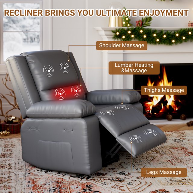 BeesClover Electric Lift Recliner Chair with Massage and Heat, 8-Point Vibration Massage Chairs, PU Leather Power Lift Recliner Chair for Elderly