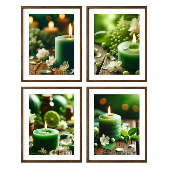 Zen Stones Relax and Calm Massage Laundry Room Bathroom Decor Set of 4 Framed Bamboo Wall Art Print