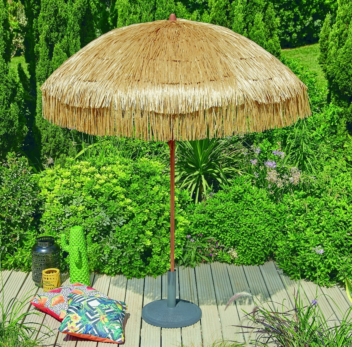 (2 pack) Mainstays 6 feet Thatched Tiki Umbrella Beach Umbrella, Sand Anchor