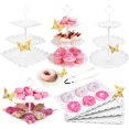 thumbnail image 1 of Juego de expositores de mesa de postre, soporte para cupcakes de 3 niveles, soporte para tazas y torres, soporte para pasteles, bandejas para servir postre para fiestas de té y bodas., 1 of 4