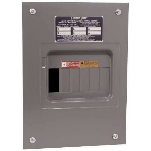 Square D Homeline Load Center HOM612L100FCP Indoor Main Lugs 100 Amp 6-Space 12-Circuit - Cover