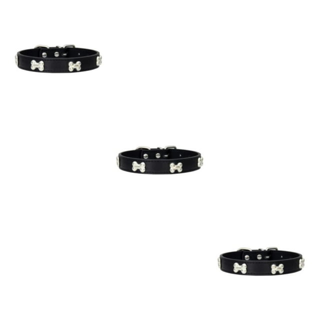 Guardoinrt Comfortable Wear In Multiple Sizes With Stylish PU Multiple Sizes Available PU Cat Collar black 1.5*37cm 3Set