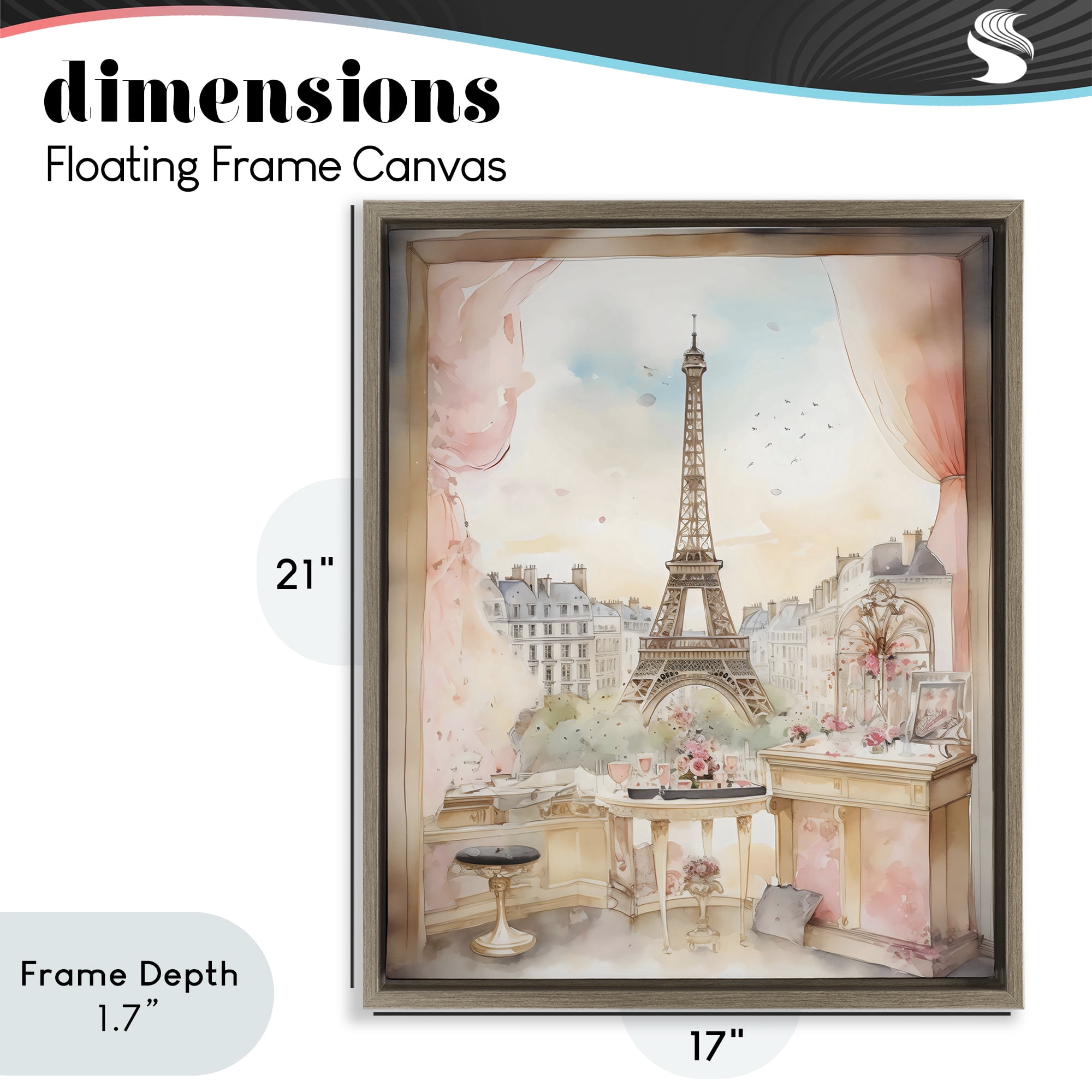 Stupell Industries Eiffel Tower Window View Brown Framed Floater Canvas Wall Art, design by Creative Studio