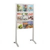 Safco 9-Pocket Magazine Floor Stand - 9 x Magazine, 18 x Pamphlet - 9 Drawer(s) - 62.8" Height x 31.8" Width x 20" Depth - Floor - Silver - Acrylic, Aluminum - 1 / Each