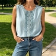 thumbnail image 7 of Karymi Cute Tops for Women Boho Embroidery Crew Neck Sleeveless Tank Top, Lightweight Linen Blend Casual Summer Vest Plus Size Tops for Women, 7 of 7