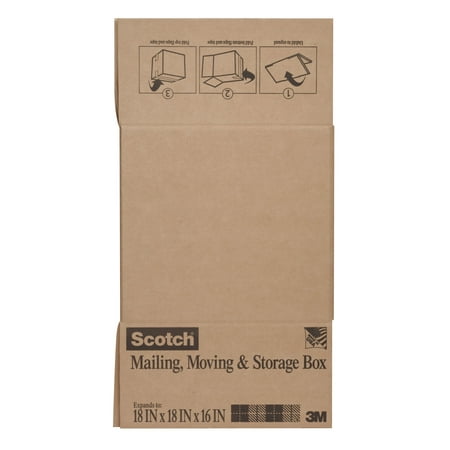 Scotch™ Folded Box, 18 in. x 18 in. x 16 in., Large, Brown, 1/Pack