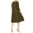 thumbnail image 3 of Women's Plus Size Round Neck 3/4 Sleeves Solid A-Line Midi Dress, 3 of 4