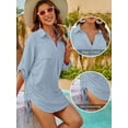 thumbnail image 2 of Almusen Beach Cover up for Women Bikini Swimsuit Bathing Suit Cover up Drawstring Shirt Dress, 2 of 5