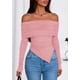 thumbnail image 5 of Remera PRETTYGARDEN Mujer Manga Larga Ajustada Rosa XXL con Hombros Descubiertos, 5 of 8