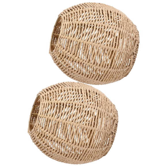 2-Pack Boho Woven Pendant Lampshades, Handwoven Rope Drum Ceiling Light Shades, 5.9" Diameter x 5.5" High for Home and Restaurant Decor