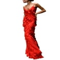 thumbnail image 2 of CHOK Womens Ruffle Maxi Bodycon Dresses Y2k Fairy Spaghetti Strap Layered Long Dress Slit Club Party, 2 of 8
