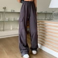 thumbnail image 5 of CAIVO Women's Solid Color Fashion Sport Pants High Waisted Drape Work Pants Loose And Casual Pants Slacks Trousers Boho Streetwear, 5 of 7
