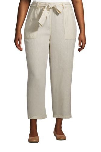 Wide Leg Linen Crop Pants Flax 16W 
