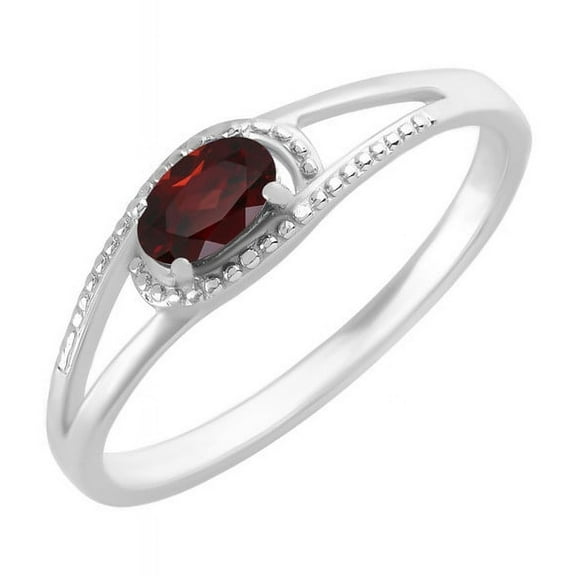 6X4 Mm Oval Shape Natural Garnet Gemstone January Birthstone Silver Solitaire Ring 925 Sterling Silver Rings