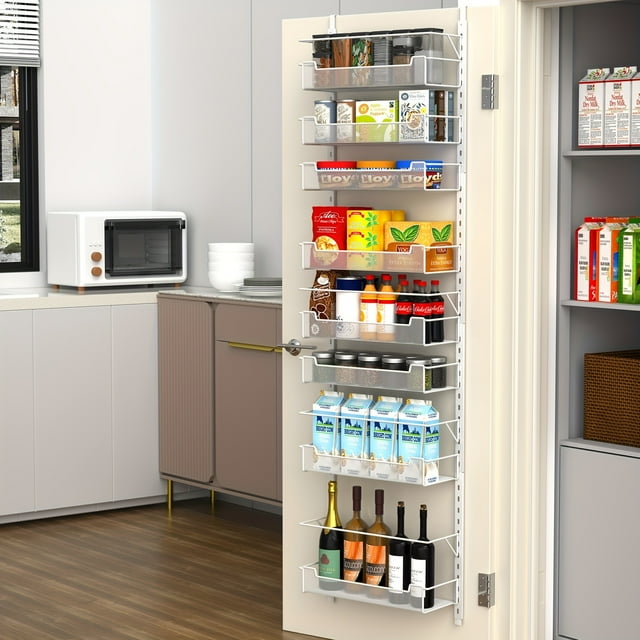 VyGrow 8-Tier Over The Door Pantry Organizer - with Adjustable Basket. Ideal for Pantry Door Organization And Kitchen Storage Room. Spice Rack Solution.