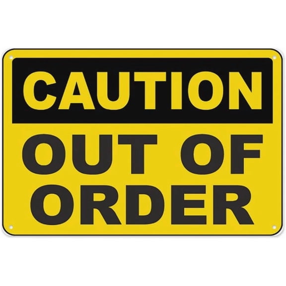 Caution Out Of Order Sign 8"x12" - Aluminum Tin Warning for Home Outdoor Garden, Weatherproof Notice Decor for Equipment