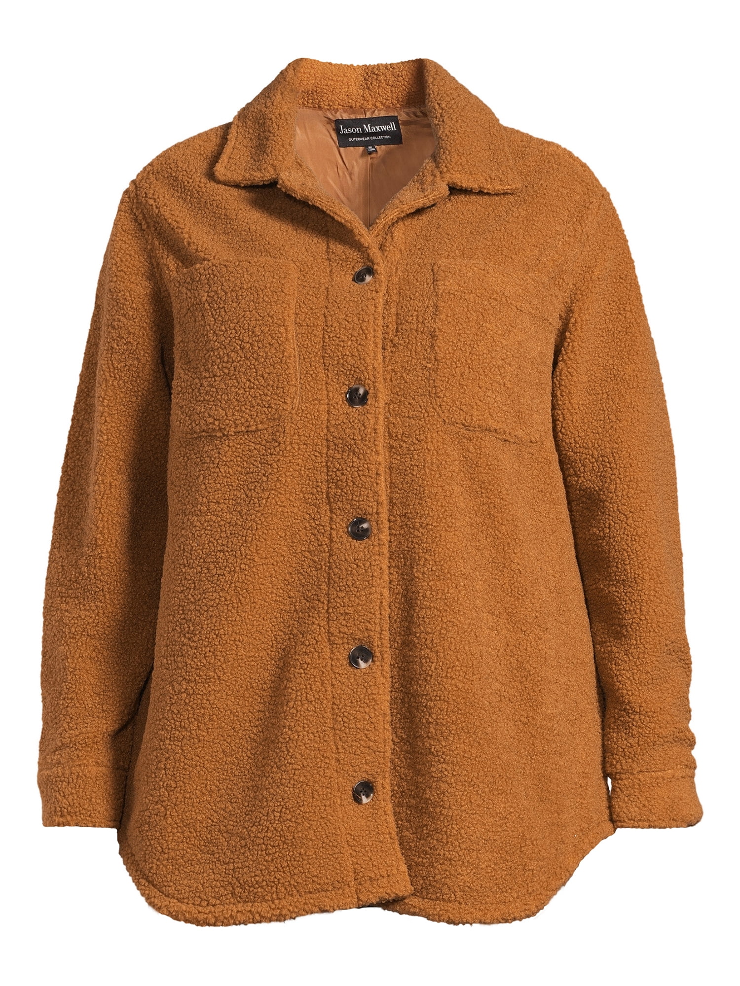 Jason Maxwell Women’s and Women’s Plus Size Faux Shearling Button Down Shacket, Sizes S-3X