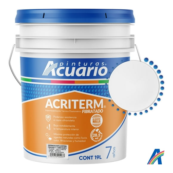 Impermeabilizante Térmico Elastomérico Fibratado Pinturas Acuario Acriterm 7 Años 19 Litros Color Blanco