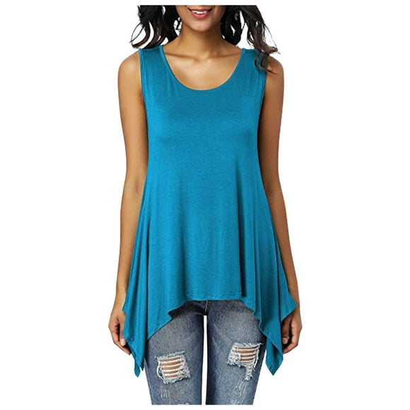 TJAZFJPA Vest Jackets for Women Plus Size Women T Shirts Tops Blouses Tops Tunic Long Shirt Long Basic Backless Sleeveless Asimetric Cotton Summer Everyday Casual Loose Oversized Vests for Women