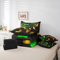thumbnail image 4 of Video Game Gamepad Bedding Comforter Sets 7pcs for Teen Abstract Neon Square Bed in a Bag Gamer Gaming Twin Bedding Sets Black Green Orange Comforter Set Geometric Glowing Checkered Bedding Sets, 4 of 5