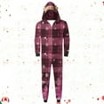 thumbnail image 2 of Odeerbi Christmas Onesie Pajamas for Family Holiday Sleep Jumpsuit Long Sleeve Family Christmas Pajamas Matching Sets Dad Fashion Lattice Print Plush Jumpsuit Sleepwear PJs Set Red, 2 of 5