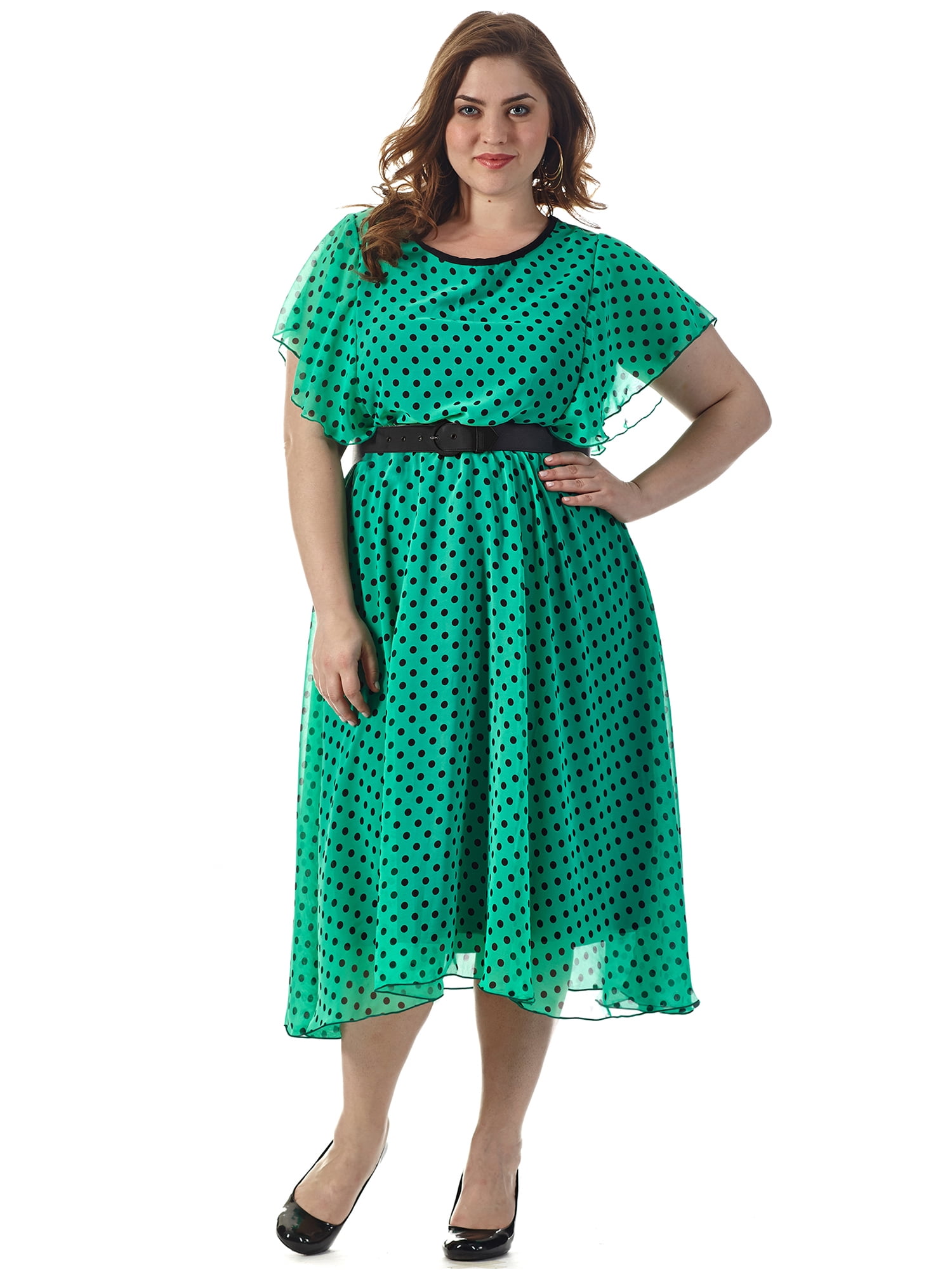 plus size green polka dot dress