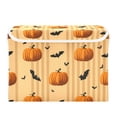 thumbnail image 2 of Foldable Fabric Storage Bin With Handle Collapsible Basket Box Storage With Lid Organizer Pumpkin and Bats, 2 of 7