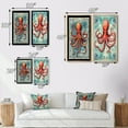 thumbnail image 4 of Designart "Retro Stamp Red Octopus Portrait I" Animals Octopus Framed Wall Art Set Of 2 - Children's Art Red Framed Wall Art Set Of 2, 4 of 6