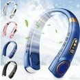 thumbnail image 2 of Portable Neck Fan, USB Portable Neck Hanging Fan Cold Fan Handheld Rechargeable Mute Sports Fan 5-Speed Adjutable Colorful Ambient Light Neckband Leafless Fan For Home Office, 2 of 6