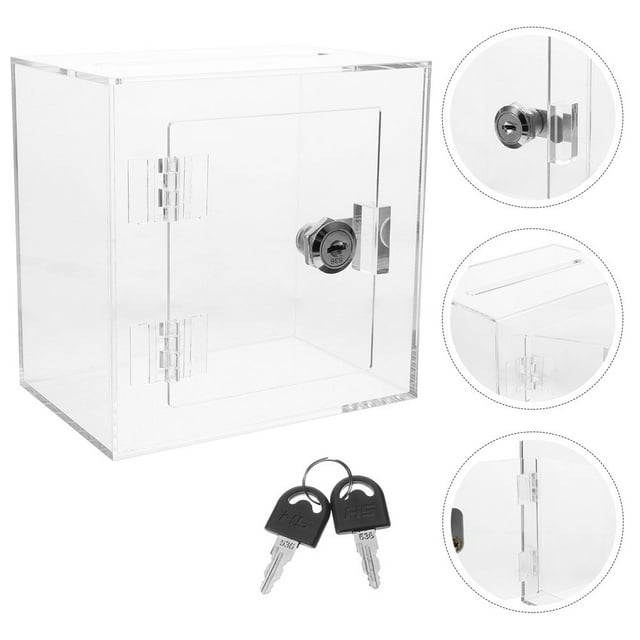 LEEYNEER Charity Donation Box Acrylic Transparent Holder Community Events Fundraising 1Pack