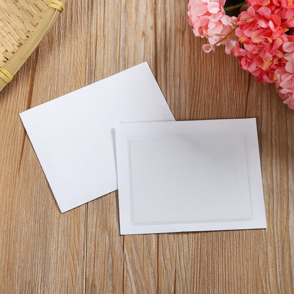 FORSHUYU 50 Pack Self-adhesive 4" x 6" Index Card Pockets with Top Open for Business Cards, Crystal Clear Plastic Card Holder for Organizing,Storage Bins,Photo, Label and Planner