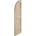 thumbnail image 3 of Ekena Millwork 18"W x 72"H (54" Low Side) Timberthane Riverwood Two Equal Flat Panel w/Quarter Round Arch Top Faux Wood Shutters (Per Pair), Primed Tan, 3 of 6