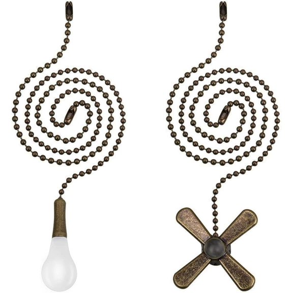 Ceiling Fan Pull Chain Extender, 31.5-inch Extra Long with Decorative Frosted Glass Bulb and Fan Cord,Fit All Standard 3mm Diameter Ceiling Fans (Antique)