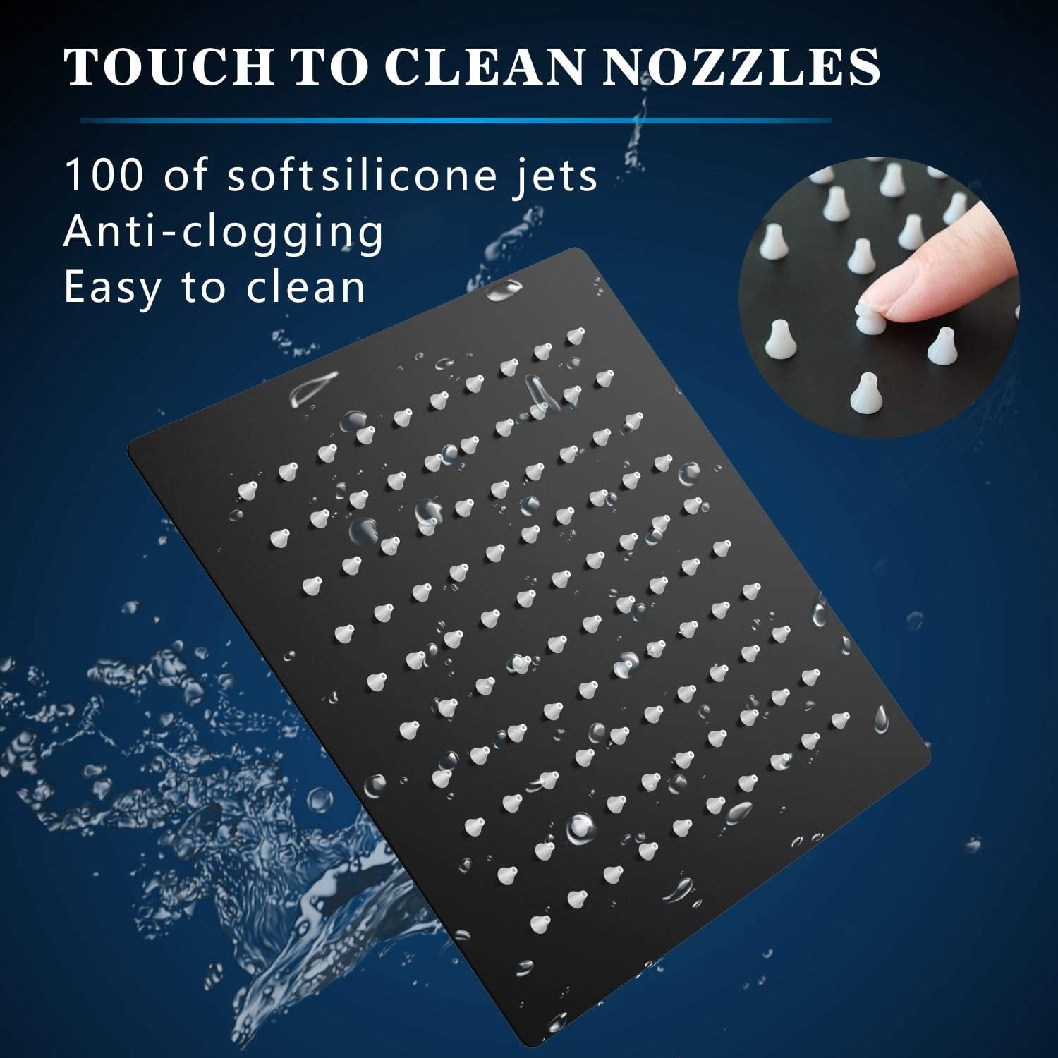 Rain Shower Head  High Made Of 304 Stainless Steel Relaxed Experience Even At Low Water Flow And (8" Black)