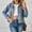 Blue02, variant on Nrmvnmi Women Oversized Denim Jacket Long Sleeve Lapel Collar Button Down Coat Distressed Pearl Star Jean Jacket Coats For Women Blue