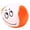 C003- Orange, variant on Pu Foam Stress Ball, Cartoon Facial Print, Soft Filled Sand Construction, 4 in Round, Yellow White Panels, Adult Desk Squeeze, Playtime, 1 Pc