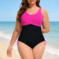 thumbnail image 2 of Xijirk One Piece Swimsuit Women,Plus Size V Neck Ruched Swimsuit with Adjustable Drawstring Ties High Waist Bikini Set for Beach Pool,Womens Swimsuits,Hot Pink,4XL, 2 of 5