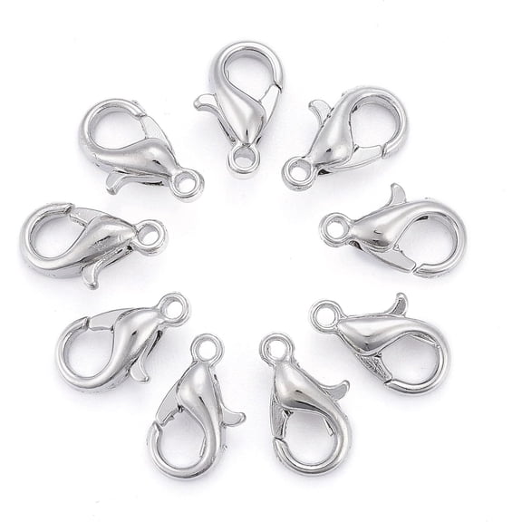 50 Pcs Lobster Claw Clasp Zinc Alloy Lobster Claw Clasps Parrot Trigger Clasps Necklace Clasp and Closures Suitable for Keychain Bracelet Necklace Jewelry Making Fastener Hook 10x6mm Hole: 1mm Silver