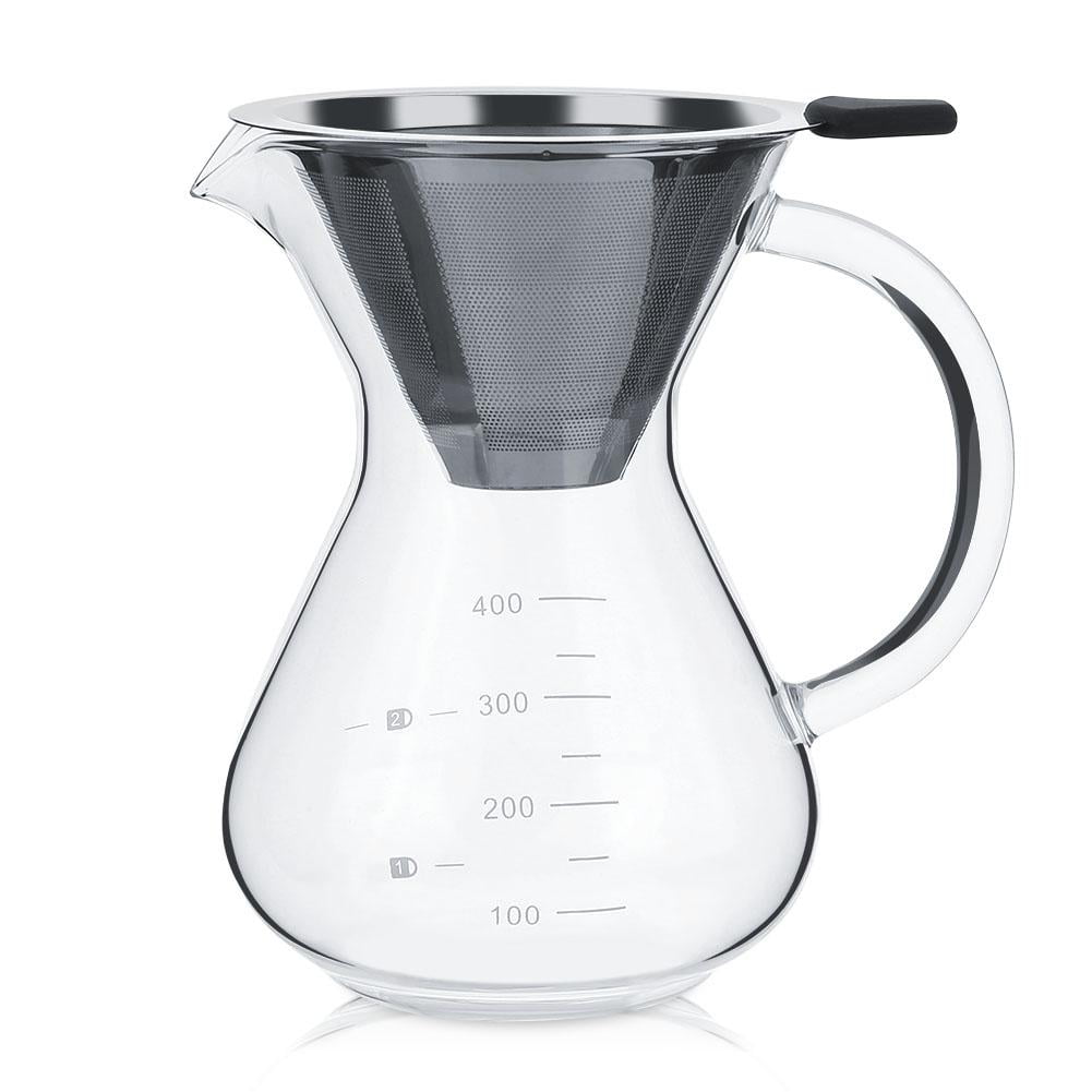 YLSHRF 400ml Glass Hand Drip Coffee Maker Filter Pot with Scale Office Home, Grass  Coffee Filter Pot