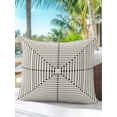 thumbnail image 4 of Outdoor Pillows Waterproof, Black Beige Striped Throw Pillows with Inserts Included, Farmhouse Stripes Geometric Abstract Indoor Outdoor Decorative Lumbar Pillow for Bed/Couch/Patio 18"x18", 1Pcs, 4 of 8