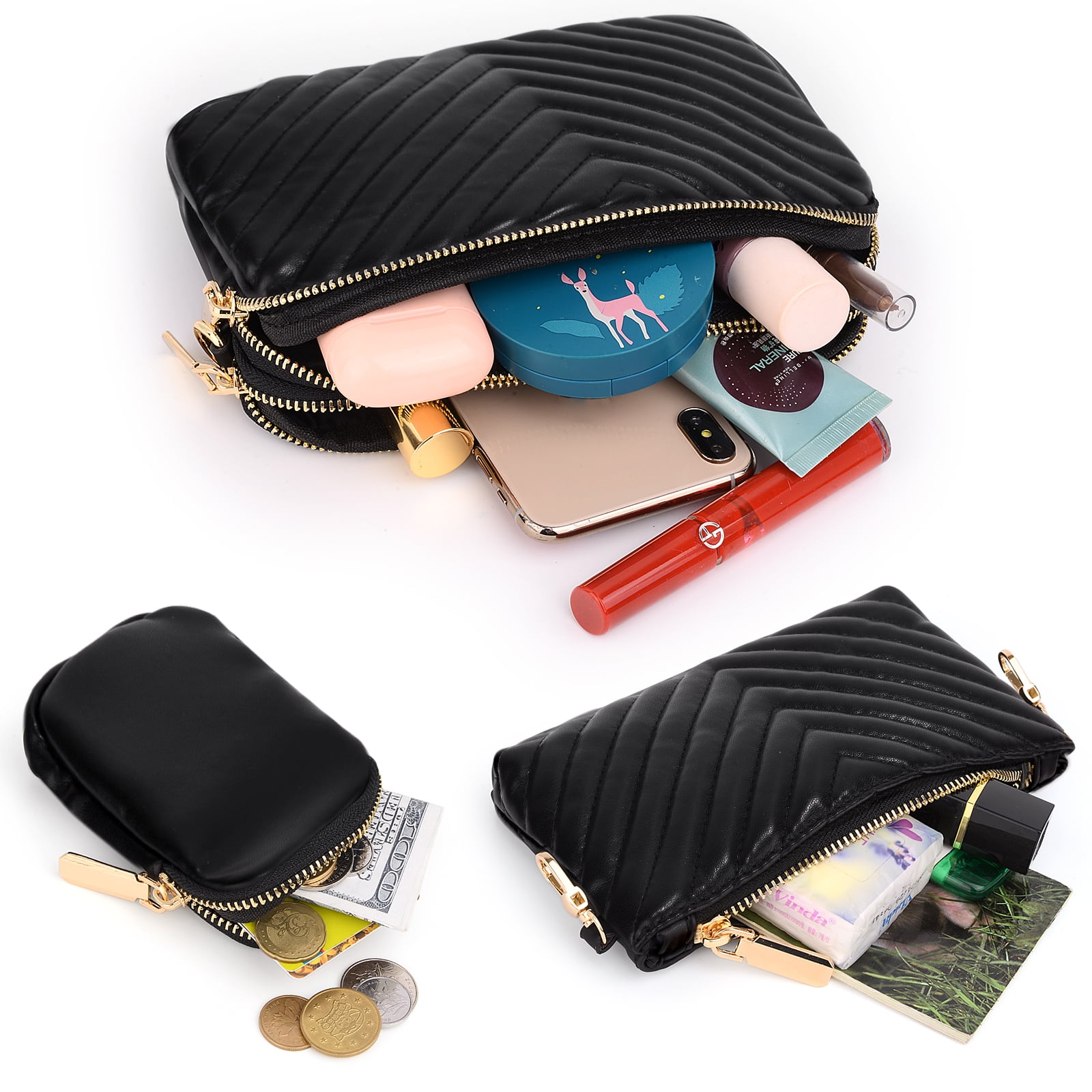 Amazon.com: Ezek 6 Pack 16 oz Canvas Money Pouches 7.5x4.2 inch Utility  Zipper Cash Holders Organizers Change Coin Purse Wallet, Shopping, Office,  Travel, School, Black. : Office Products