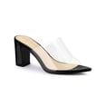 thumbnail image 1 of BLISSFUL STEP Women's Clear Point Toe High Block Heel Mules Slides Sandals Black 8, 1 of 8