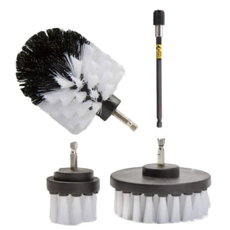 

Ruibeauty 4Pcs Drill Brush Car Detailing Kit Attachment Soft Bristle Power Scrubber White
