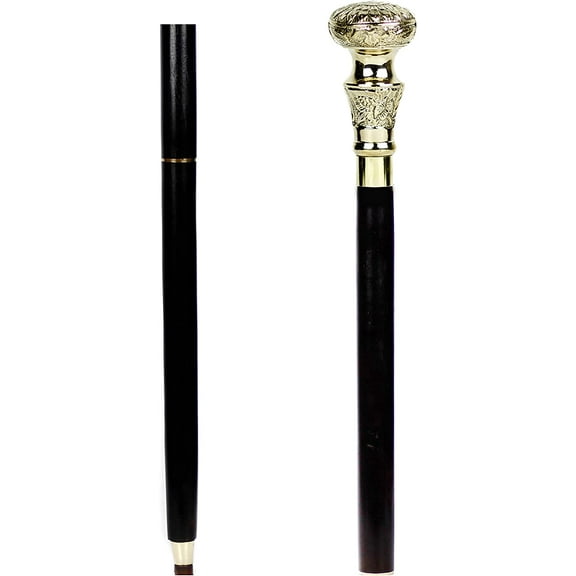 Aluminum & Brass Decorative Rosewood Walking Cane | Full Size Walking-Stick for Men & Women |