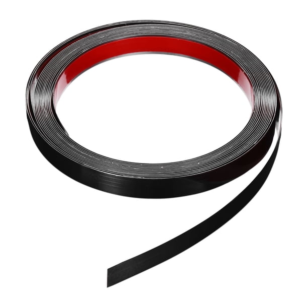 Uxcell 0.6" x 20ft Moldura de metal autoadhesiva para pared, tira de espejo negra