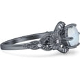 thumbnail image 6 of Art Deco Ring Sunflower Design Round White Opal Black Tone 925 Sterling Silver, Size 9, 6 of 7