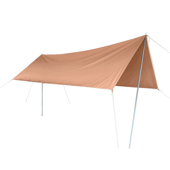 Danchel Outdoor Foldable Luxury Waterproof Camping Tent Awning, 9.8*13.2ft Brown Large Awning Hammock Tent, Waterproof Oxford Cloth