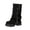 Black, variant on Women's Slouchy Mid Calf Boots Faux Suede Buckle Side Zipper Platform Lug Sole Retro Casual Combat Boots