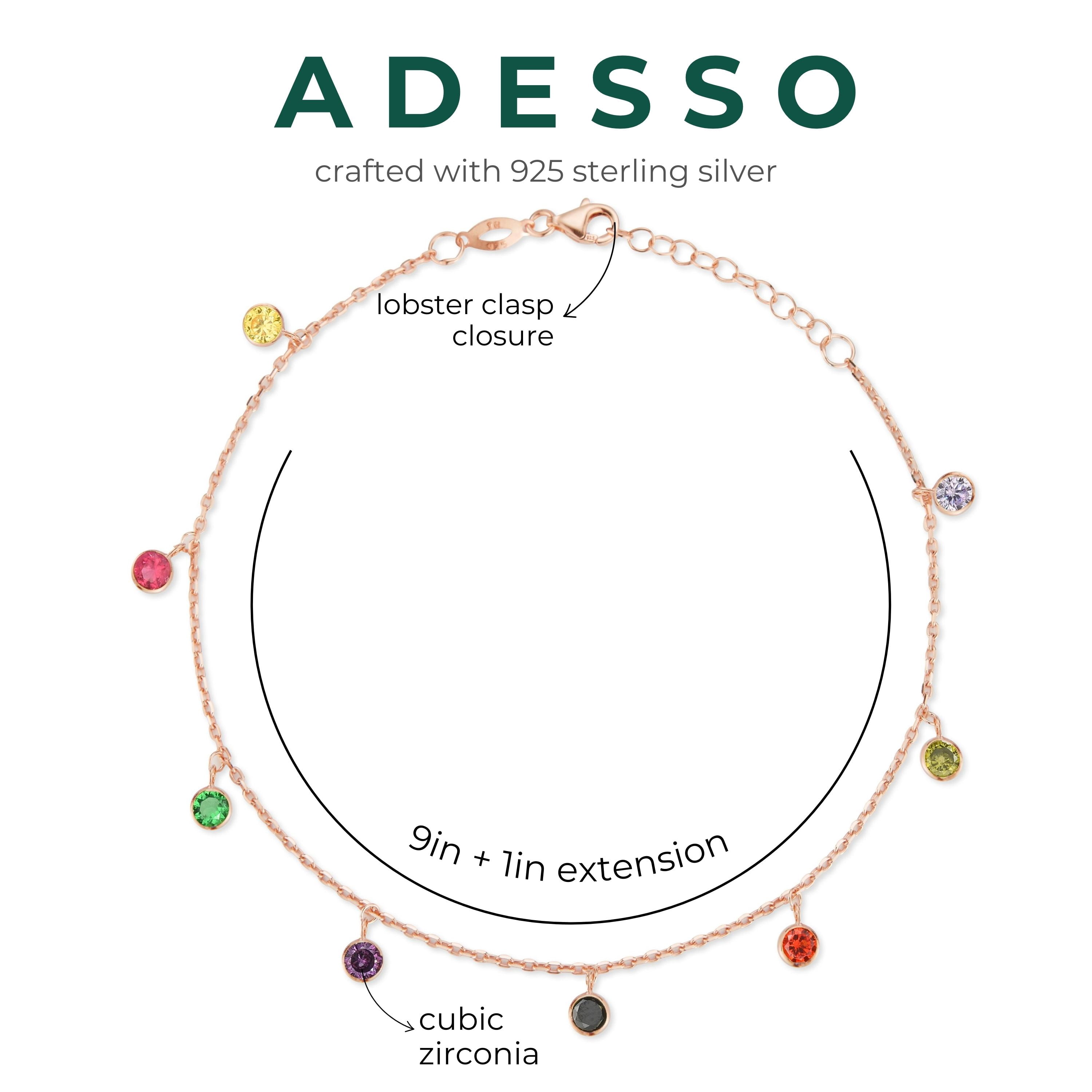Adesso Milano Jewelry 14K Rose Gold Plated Sterling Silver Dainty Anklet for Women, Adjustable Ankle Bracelets, Gift